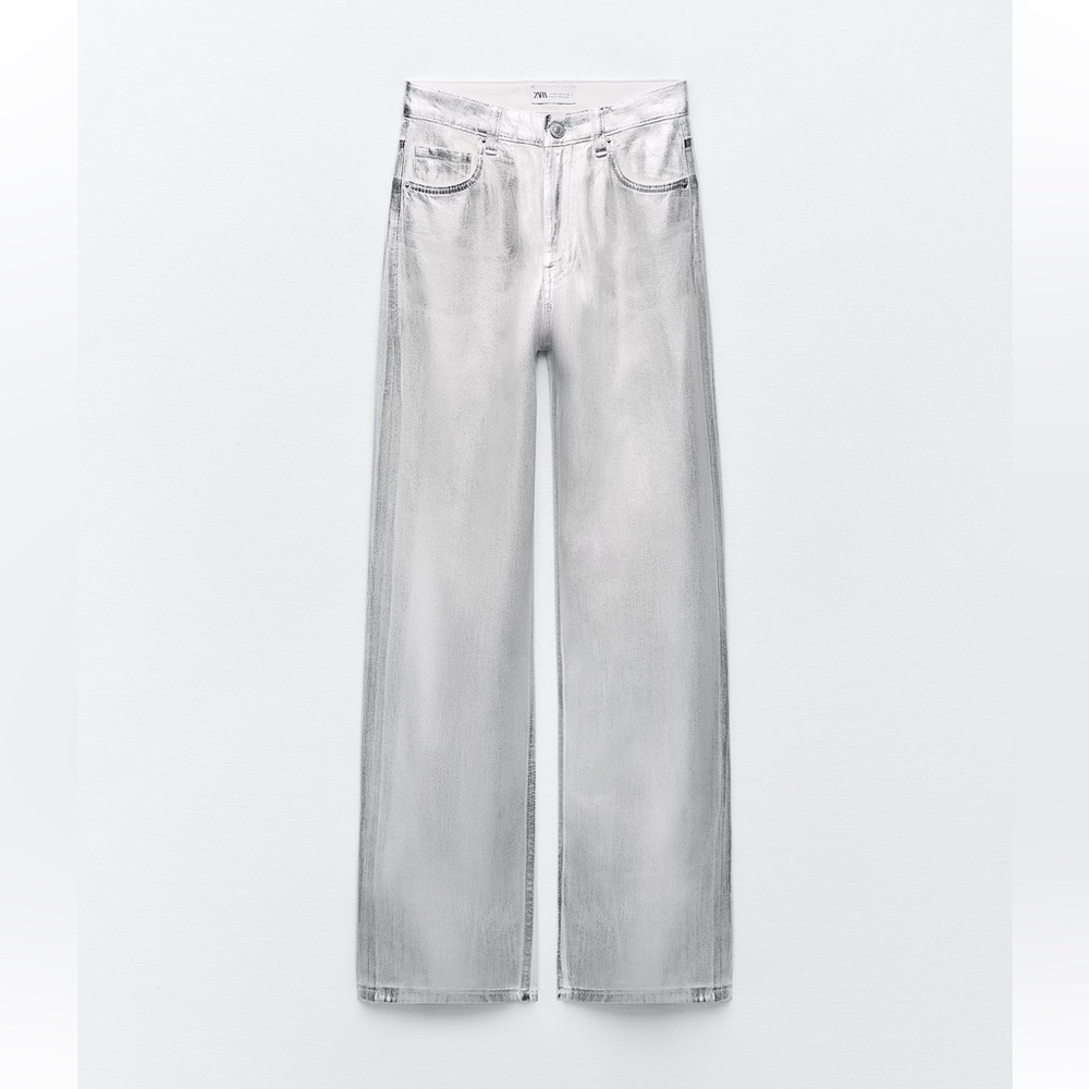 Zara metallic high rise jeans